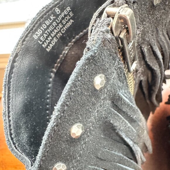 Minnetonka Black Suede Fringe Ankle Boot - Picture 3 of 10